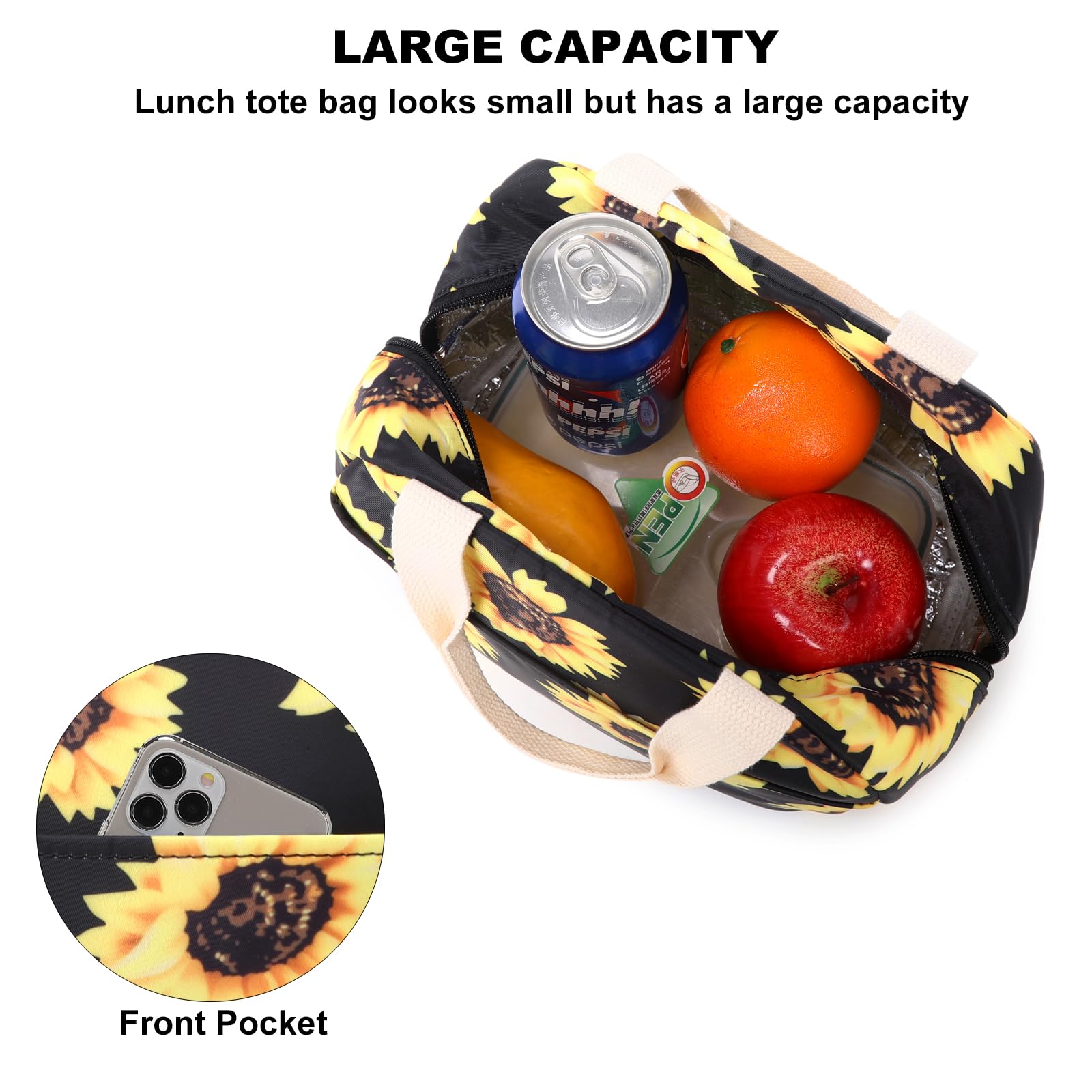 Amazon.com: Kouxunt Sunflower Insulated Lunch Bag for Women Grils